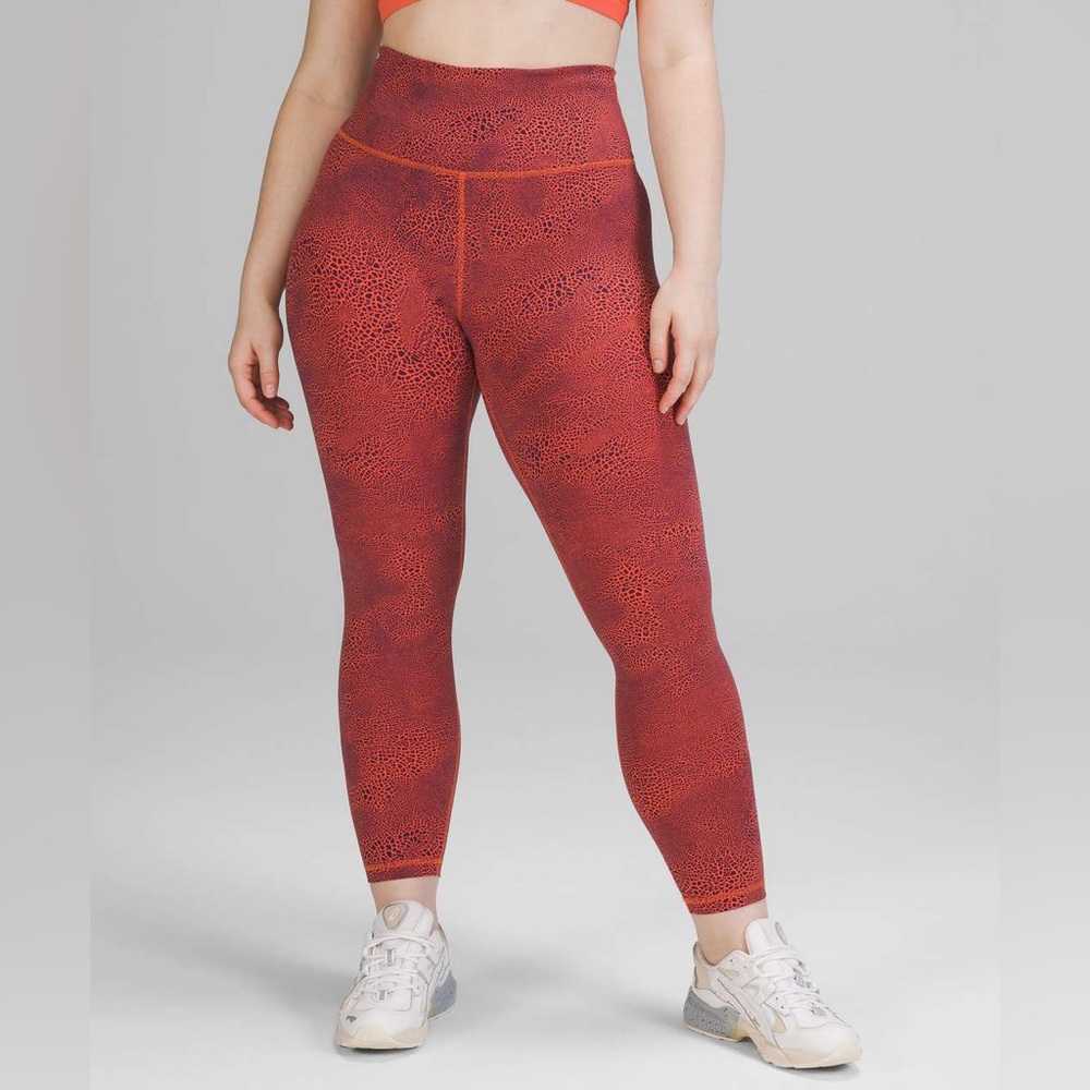 Lululemon Wunder Train High-Rise Tight Crackle Glaze Vintage Orange‎ Larkspur 2